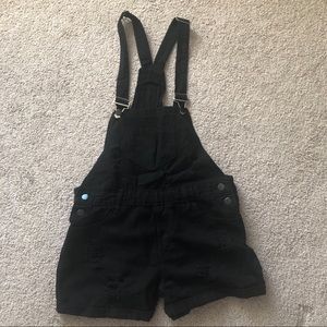 Shein black denim overalls